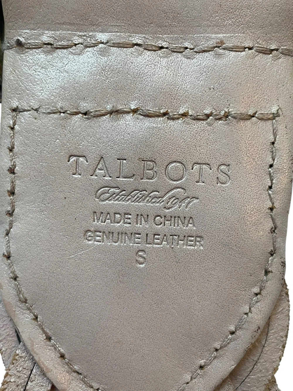 Talbots Taupe Wide Braided Leather Belt Womens S Brass Buckle 2.25